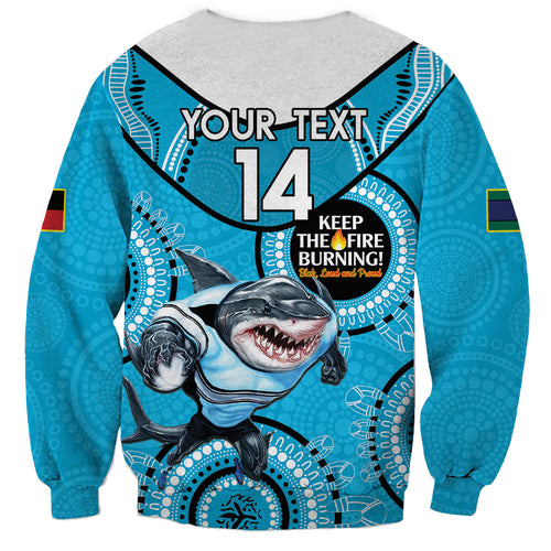 Custom NRL Sharks NAIDOC Week Sweatshirt Keep The Fire Burning Indigenous Art