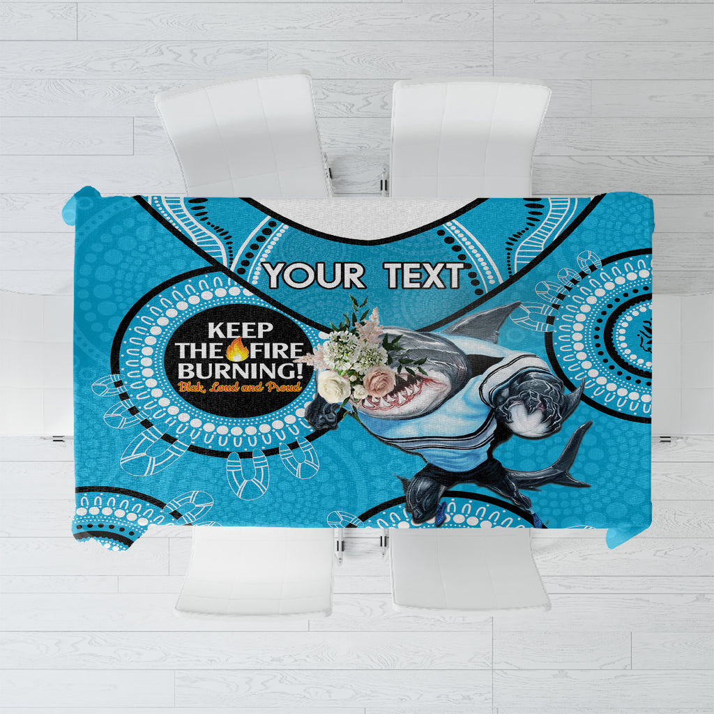 Custom NRL Sharks NAIDOC Week Tablecloth Keep The Fire Burning Indigenous Art