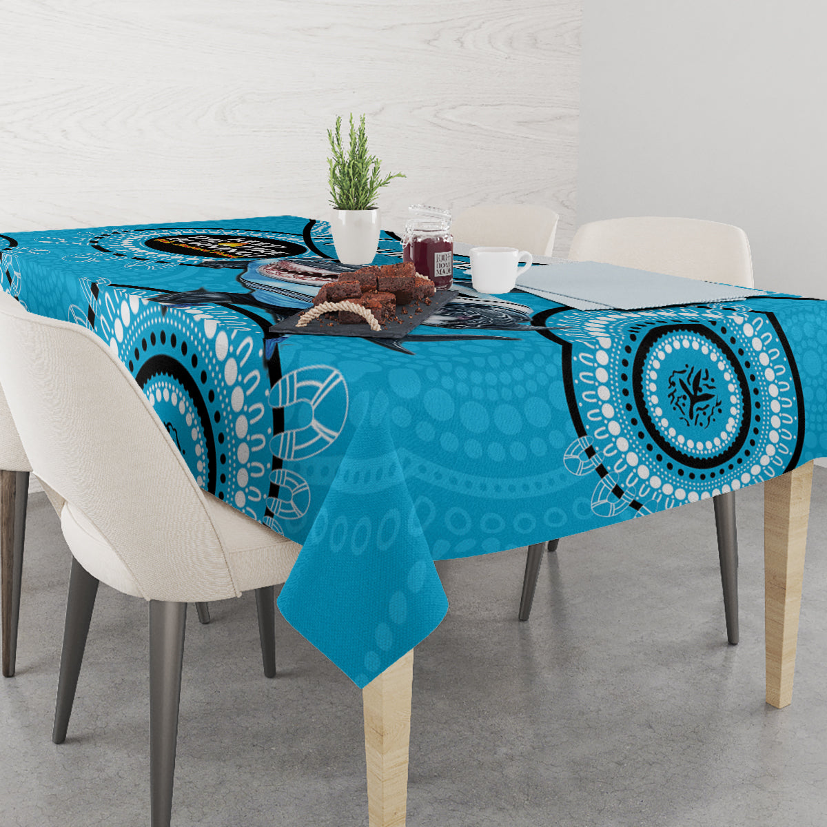 Custom NRL Sharks NAIDOC Week Tablecloth Keep The Fire Burning Indigenous Art