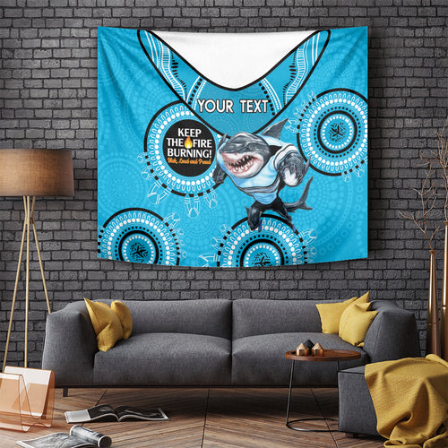 Custom NRL Sharks NAIDOC Week Tapestry Keep The Fire Burning Indigenous Art
