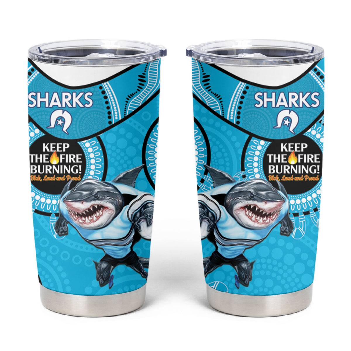 NRL Sharks NAIDOC Week Tumbler Cup Keep The Fire Burning Indigenous Art