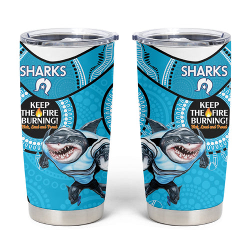 NRL Sharks NAIDOC Week Tumbler Cup Keep The Fire Burning Indigenous Art