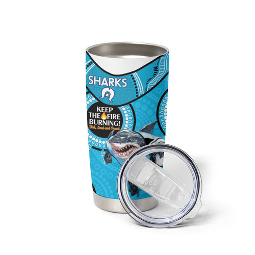 NRL Sharks NAIDOC Week Tumbler Cup Keep The Fire Burning Indigenous Art