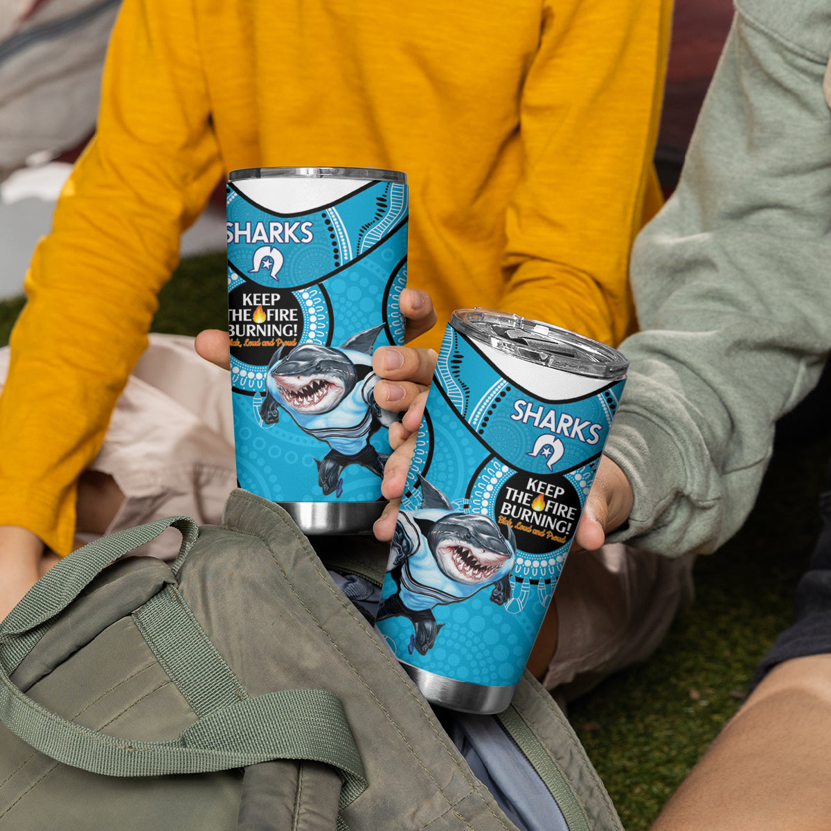 NRL Sharks NAIDOC Week Tumbler Cup Keep The Fire Burning Indigenous Art