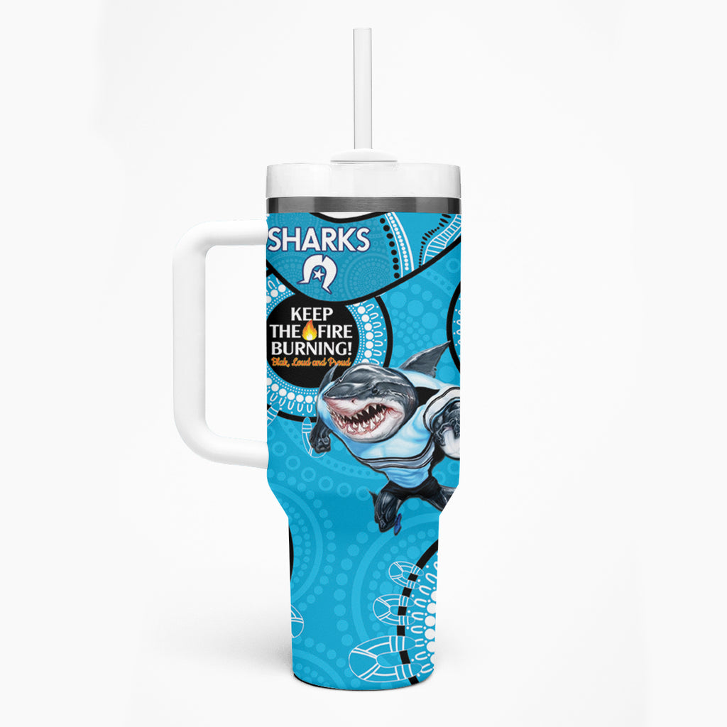 NRL Sharks NAIDOC Week Tumbler With Handle Keep The Fire Burning Indigenous Art