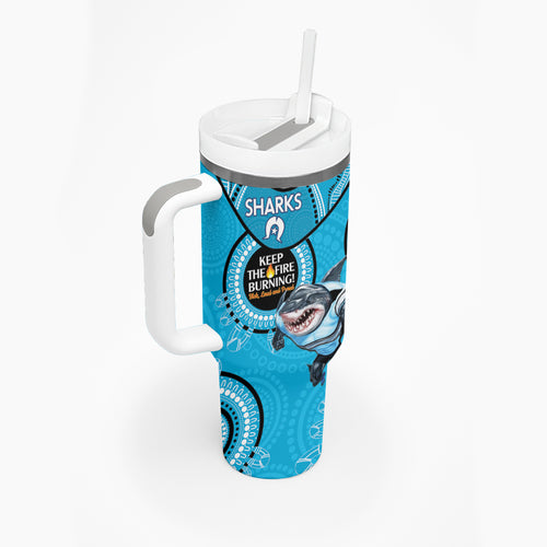 NRL Sharks NAIDOC Week Tumbler With Handle Keep The Fire Burning Indigenous Art
