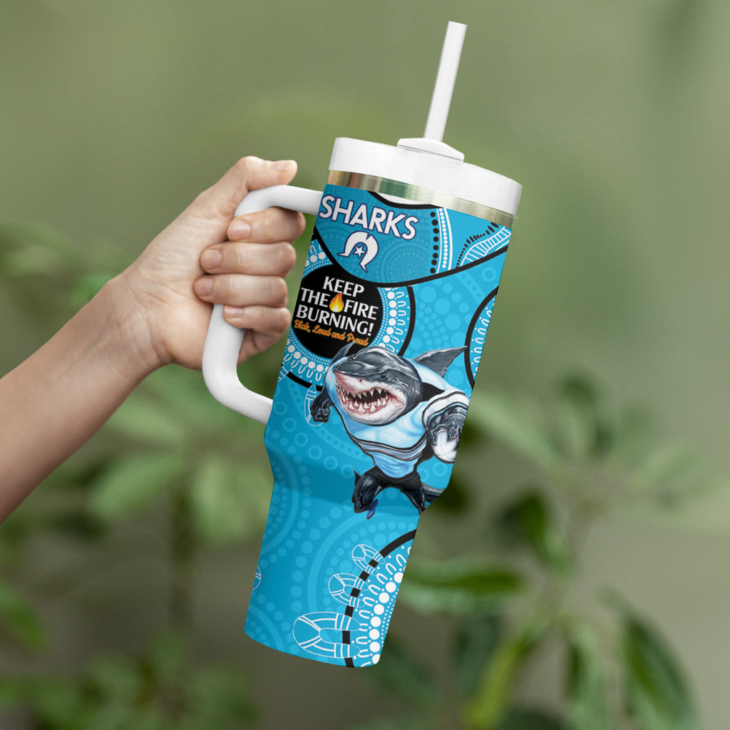 NRL Sharks NAIDOC Week Tumbler With Handle Keep The Fire Burning Indigenous Art