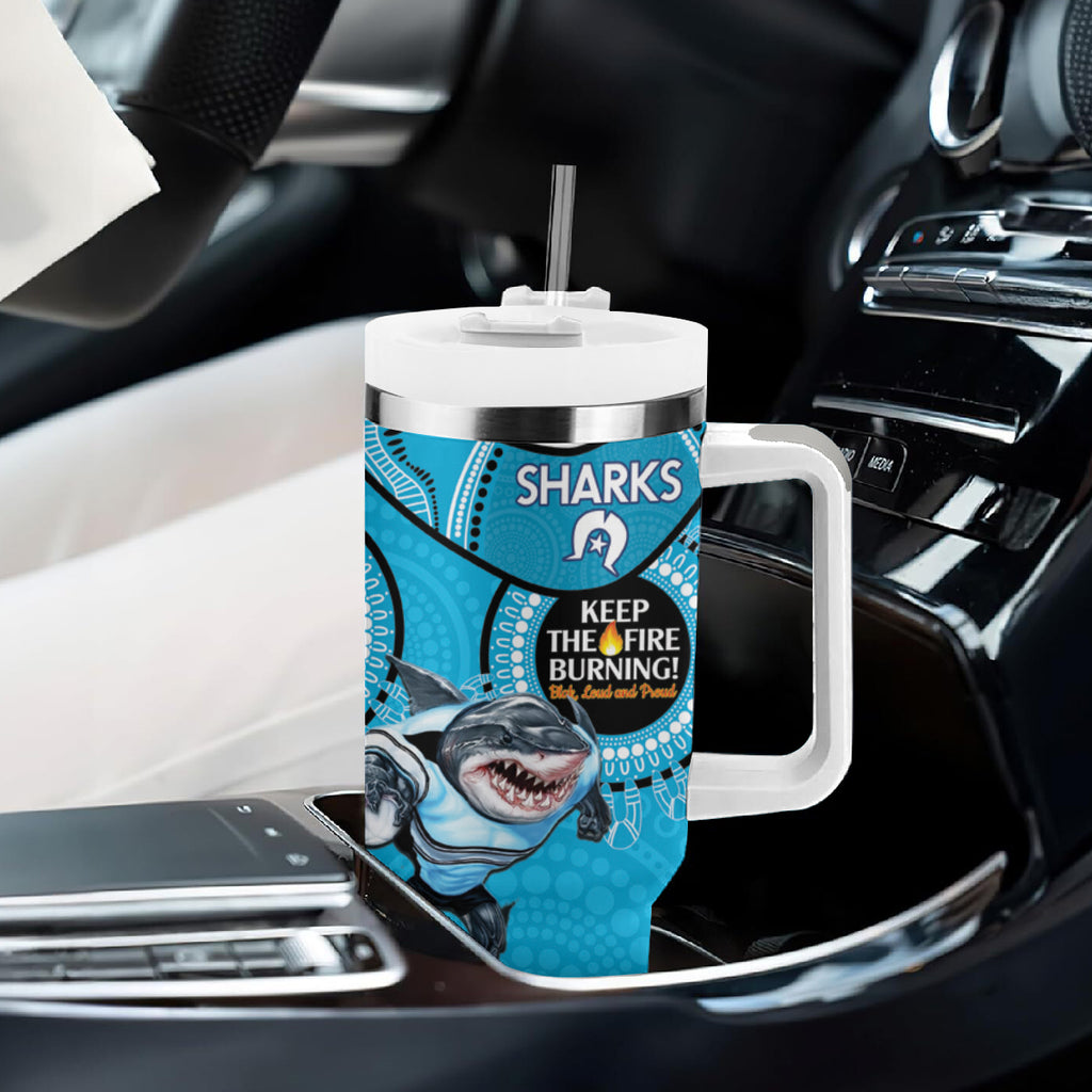 NRL Sharks NAIDOC Week Tumbler With Handle Keep The Fire Burning Indigenous Art