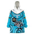 Custom NRL Sharks NAIDOC Week Wearable Blanket Hoodie Keep The Fire Burning Indigenous Art
