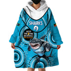 Custom NRL Sharks NAIDOC Week Wearable Blanket Hoodie Keep The Fire Burning Indigenous Art