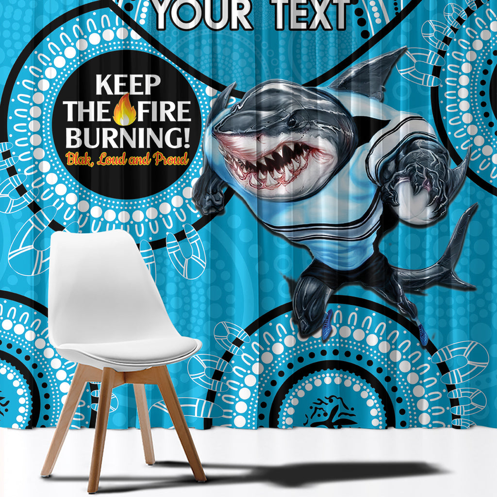 Custom NRL Sharks NAIDOC Week Window Curtain Keep The Fire Burning Indigenous Art