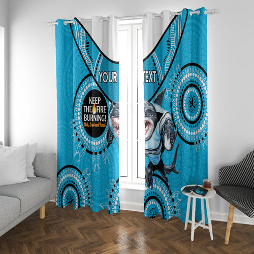 Custom NRL Sharks NAIDOC Week Window Curtain Keep The Fire Burning Indigenous Art