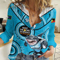 Custom NRL Sharks NAIDOC Week Women Casual Shirt Keep The Fire Burning Indigenous Art