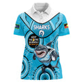 Custom NRL Sharks NAIDOC Week Women Polo Shirt Keep The Fire Burning Indigenous Art