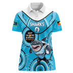 Custom NRL Sharks NAIDOC Week Women Polo Shirt Keep The Fire Burning Indigenous Art