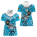 Custom NRL Sharks NAIDOC Week Women Polo Shirt Keep The Fire Burning Indigenous Art