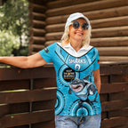 Custom NRL Sharks NAIDOC Week Women Polo Shirt Keep The Fire Burning Indigenous Art