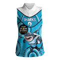 Custom NRL Sharks NAIDOC Week Women Sleeveless Polo Shirt Keep The Fire Burning Indigenous Art