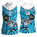 Custom NRL Sharks NAIDOC Week Women Sleeveless Polo Shirt Keep The Fire Burning Indigenous Art