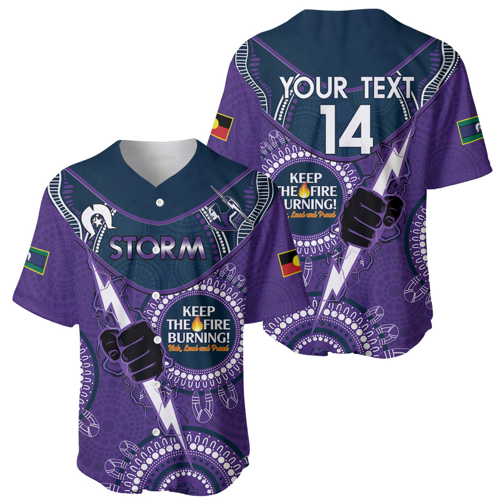 Custom NRL Storm NAIDOC Week Baseball Jersey Keep The Fire Burning Indigenous Art