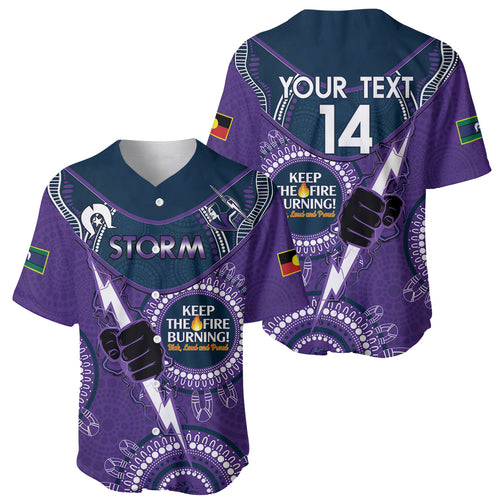 Custom NRL Storm NAIDOC Week Baseball Jersey Keep The Fire Burning Indigenous Art