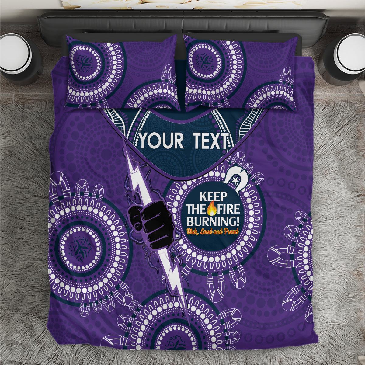 Custom NRL Storm NAIDOC Week Bedding Set Keep The Fire Burning Indigenous Art