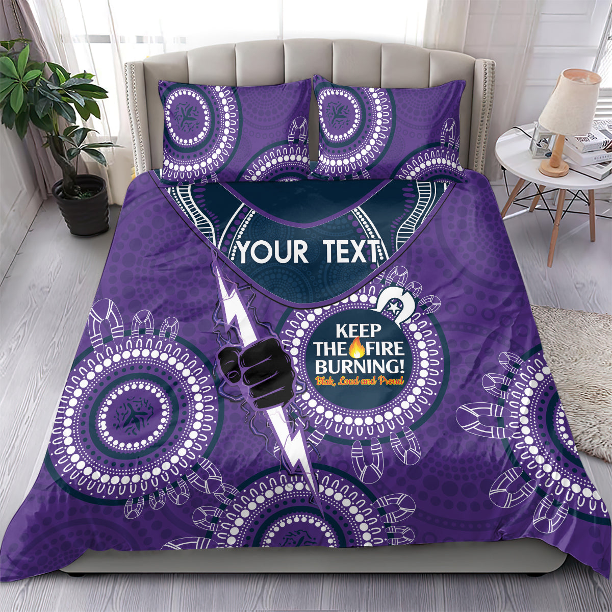Custom NRL Storm NAIDOC Week Bedding Set Keep The Fire Burning Indigenous Art