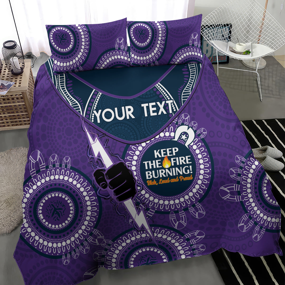 Custom NRL Storm NAIDOC Week Bedding Set Keep The Fire Burning Indigenous Art