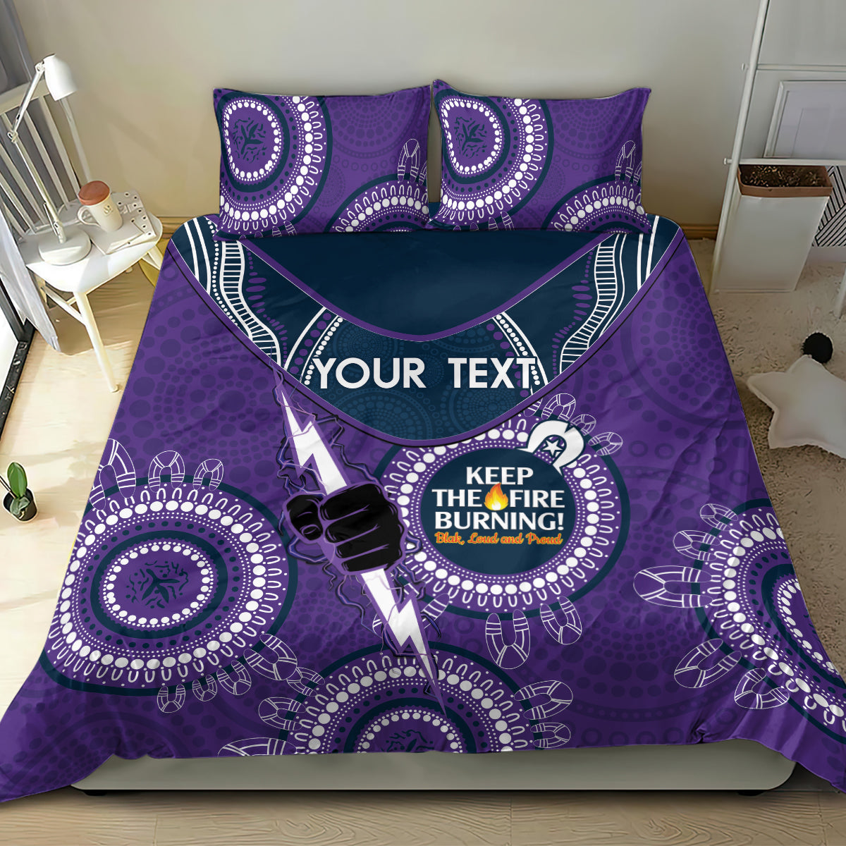 Custom NRL Storm NAIDOC Week Bedding Set Keep The Fire Burning Indigenous Art