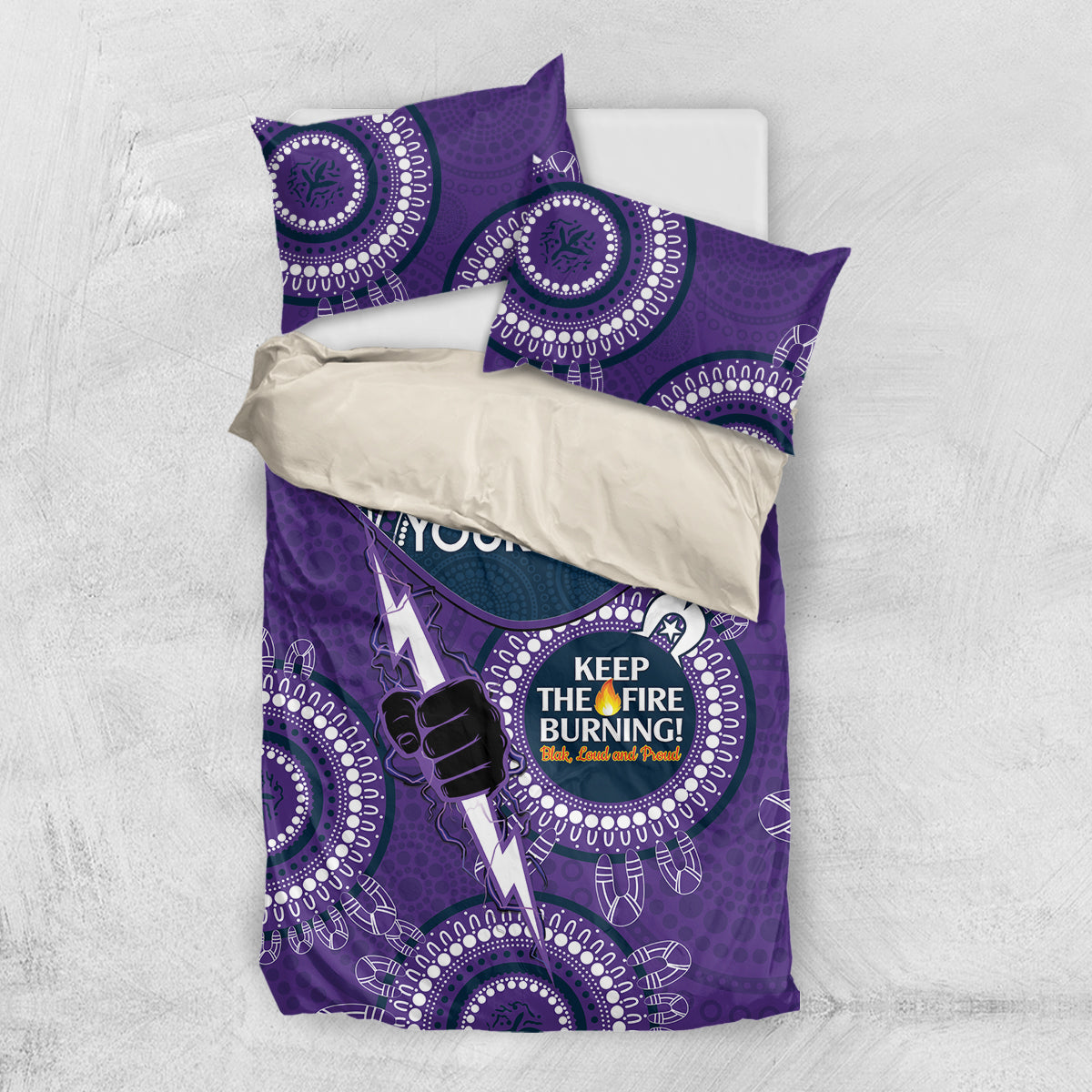 Custom NRL Storm NAIDOC Week Bedding Set Keep The Fire Burning Indigenous Art