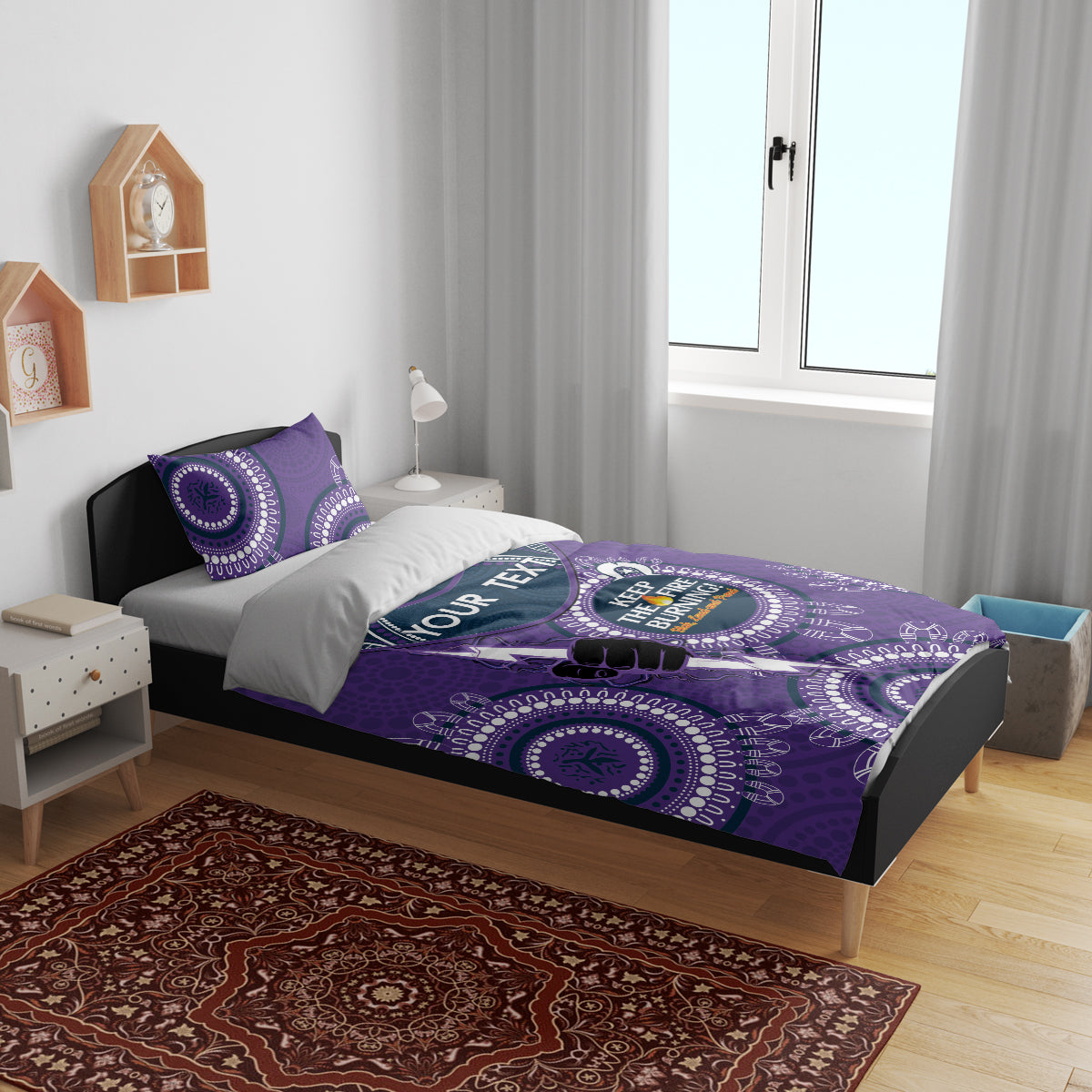 Custom NRL Storm NAIDOC Week Bedding Set Keep The Fire Burning Indigenous Art