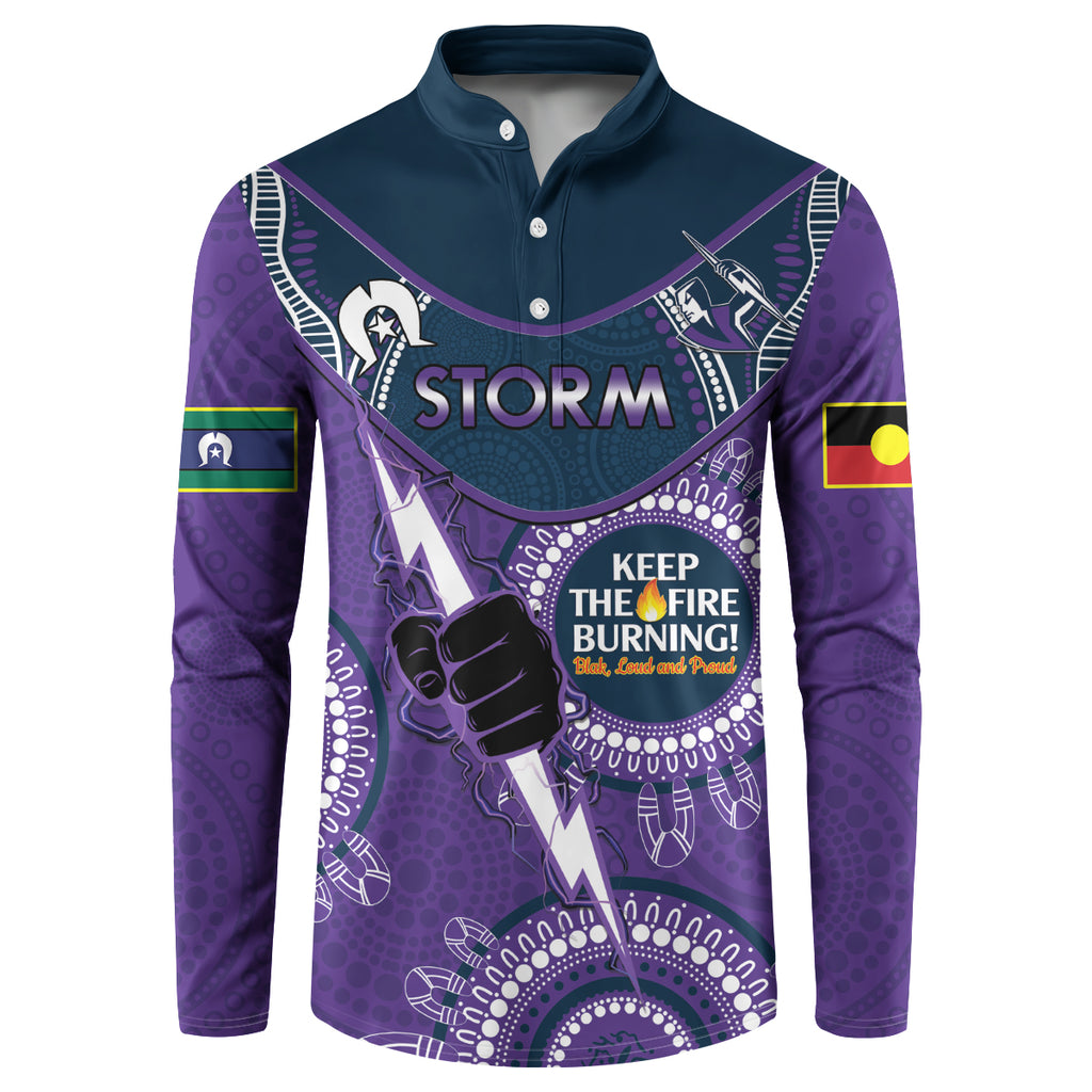 Custom NRL Storm NAIDOC Week Button Sweatshirt Keep The Fire Burning Indigenous Art