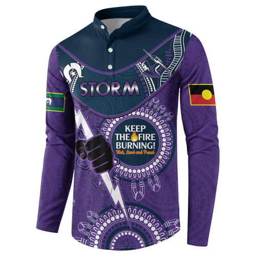 Custom NRL Storm NAIDOC Week Button Sweatshirt Keep The Fire Burning Indigenous Art