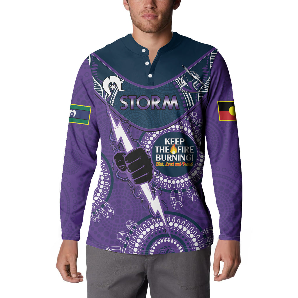 Custom NRL Storm NAIDOC Week Button Sweatshirt Keep The Fire Burning Indigenous Art