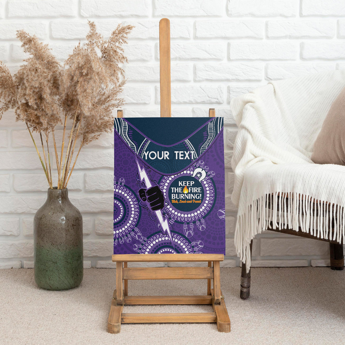 Custom NRL Storm NAIDOC Week Canvas Wall Art Keep The Fire Burning Indigenous Art