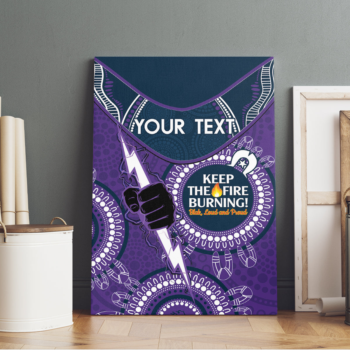 Custom NRL Storm NAIDOC Week Canvas Wall Art Keep The Fire Burning Indigenous Art