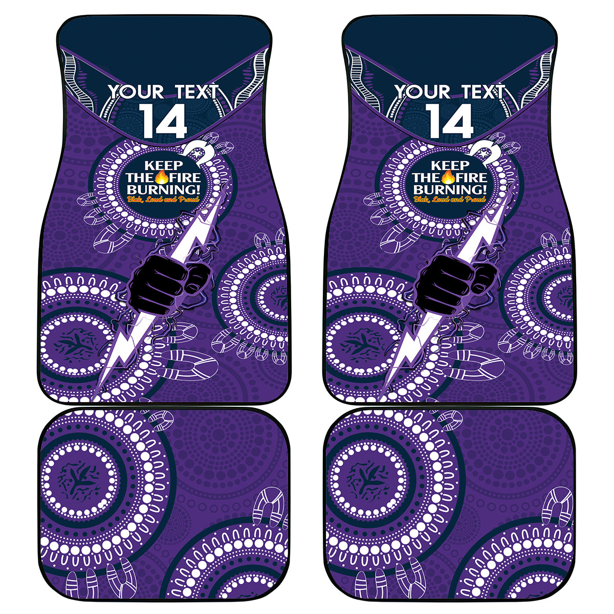 Custom NRL Storm NAIDOC Week Car Mats Keep The Fire Burning Indigenous Art