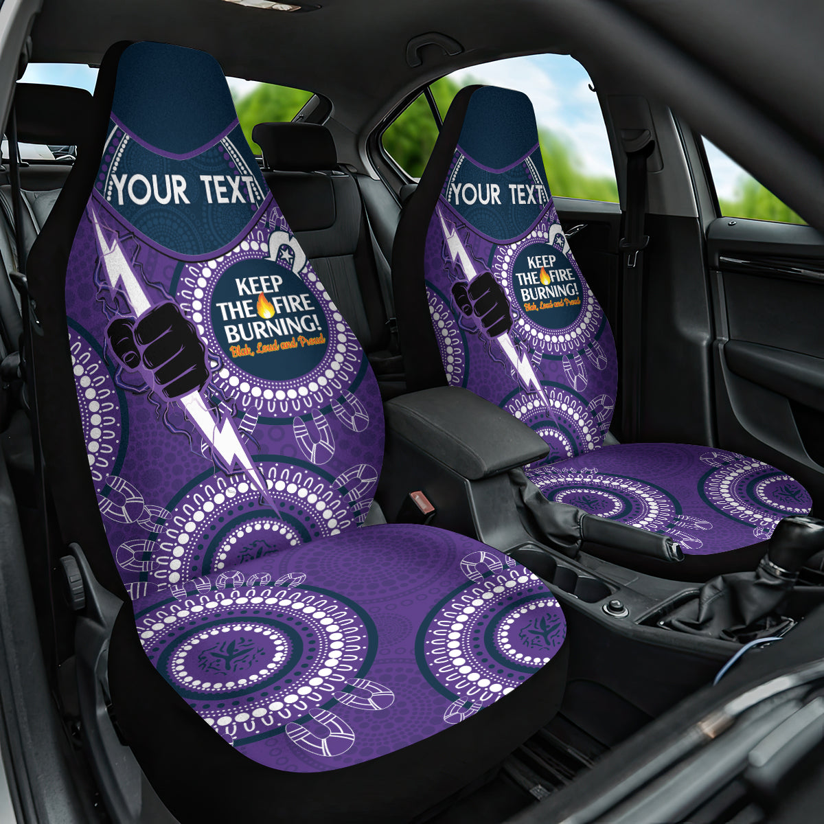 Custom NRL Storm NAIDOC Week Car Seat Cover Keep The Fire Burning Indigenous Art