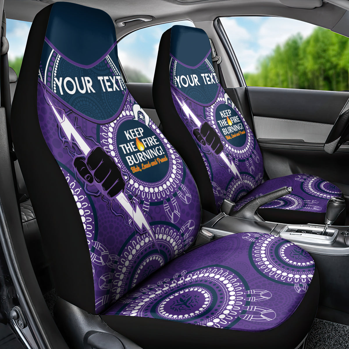 Custom NRL Storm NAIDOC Week Car Seat Cover Keep The Fire Burning Indigenous Art