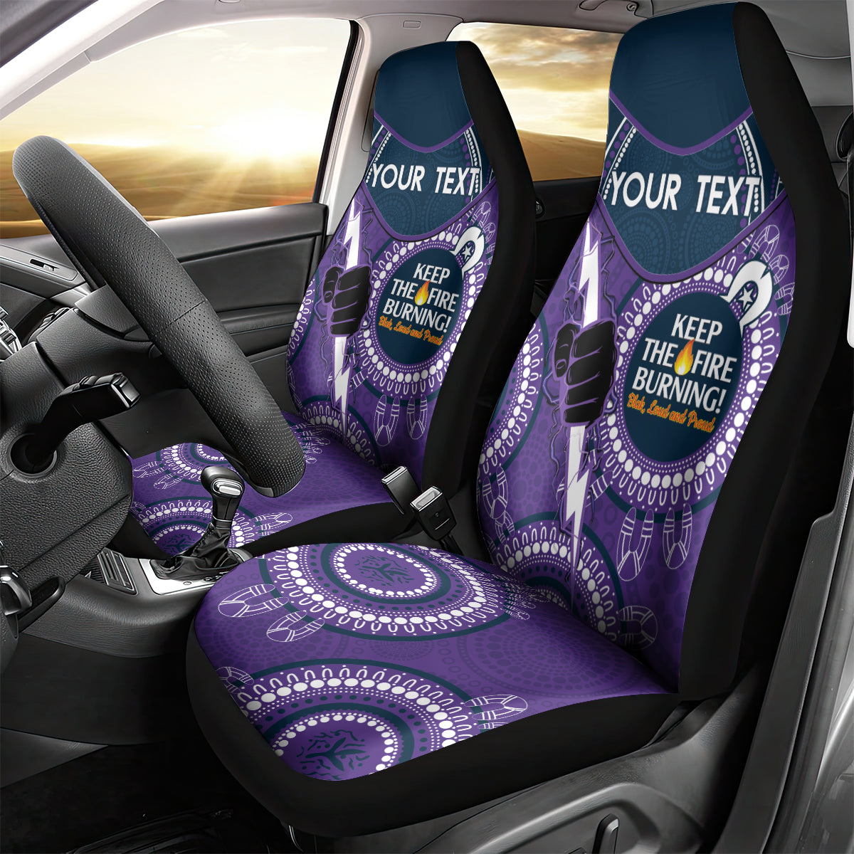 Custom NRL Storm NAIDOC Week Car Seat Cover Keep The Fire Burning Indigenous Art