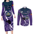 Custom NRL Storm NAIDOC Week Couples Matching Long Sleeve Bodycon Dress and Long Sleeve Button Shirt Keep The Fire Burning Indigenous Art