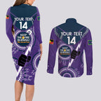 Custom NRL Storm NAIDOC Week Couples Matching Long Sleeve Bodycon Dress and Long Sleeve Button Shirt Keep The Fire Burning Indigenous Art