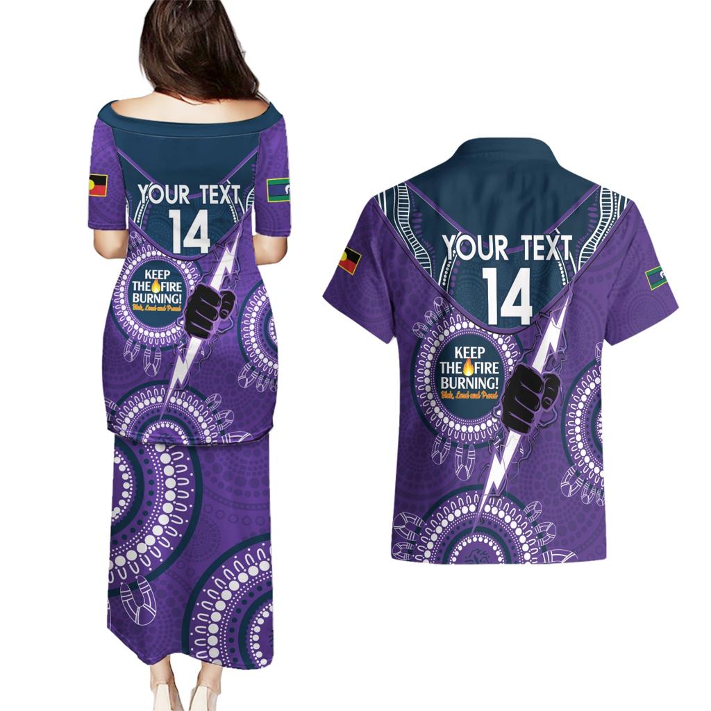 Custom NRL Storm NAIDOC Week Couples Matching Puletasi and Hawaiian Shirt Keep The Fire Burning Indigenous Art