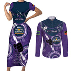 Custom NRL Storm NAIDOC Week Couples Matching Short Sleeve Bodycon Dress and Long Sleeve Button Shirt Keep The Fire Burning Indigenous Art