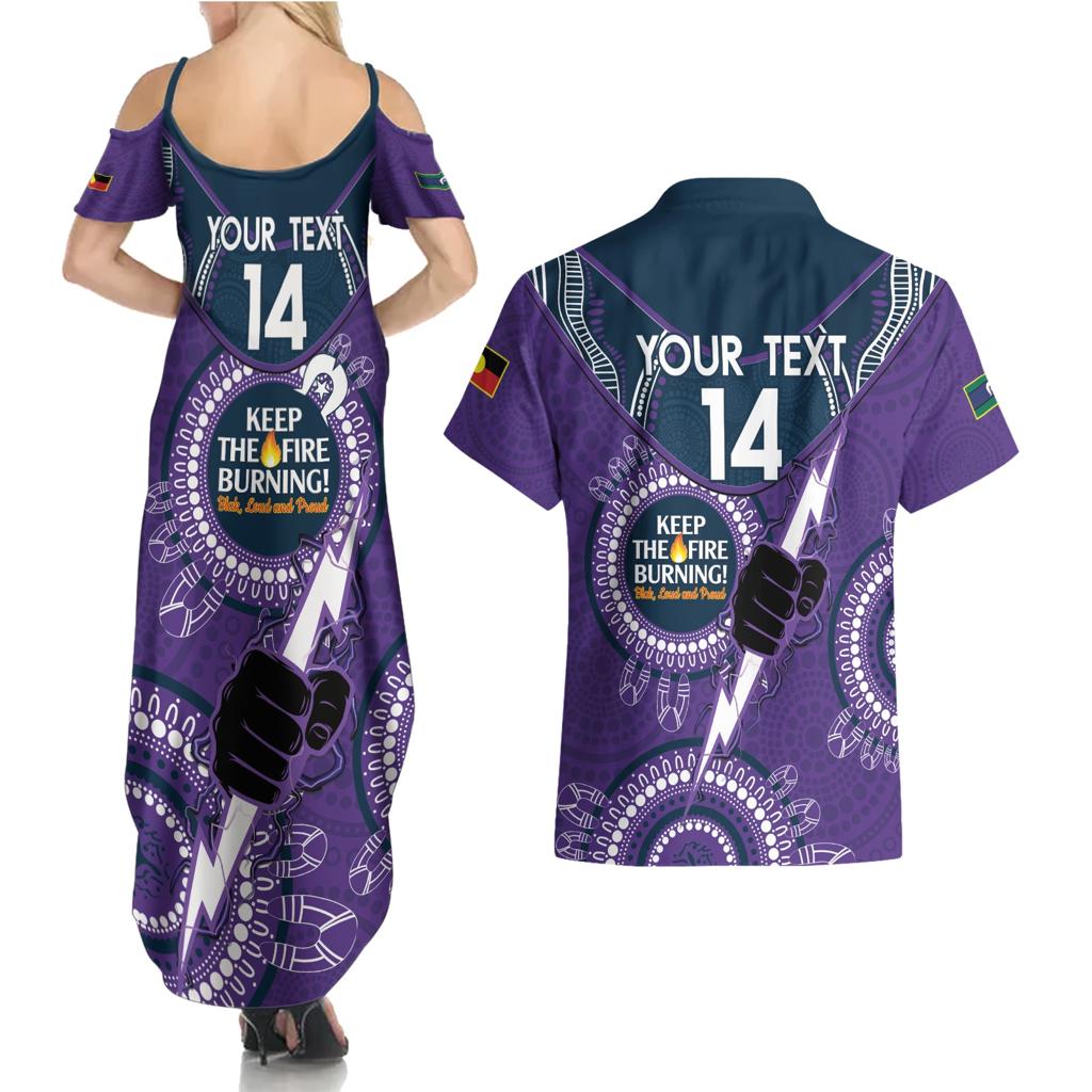 Custom NRL Storm NAIDOC Week Couples Matching Summer Maxi Dress and Hawaiian Shirt Keep The Fire Burning Indigenous Art