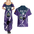 Custom NRL Storm NAIDOC Week Couples Matching Summer Maxi Dress and Hawaiian Shirt Keep The Fire Burning Indigenous Art