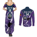 Custom NRL Storm NAIDOC Week Couples Matching Summer Maxi Dress and Long Sleeve Button Shirt Keep The Fire Burning Indigenous Art