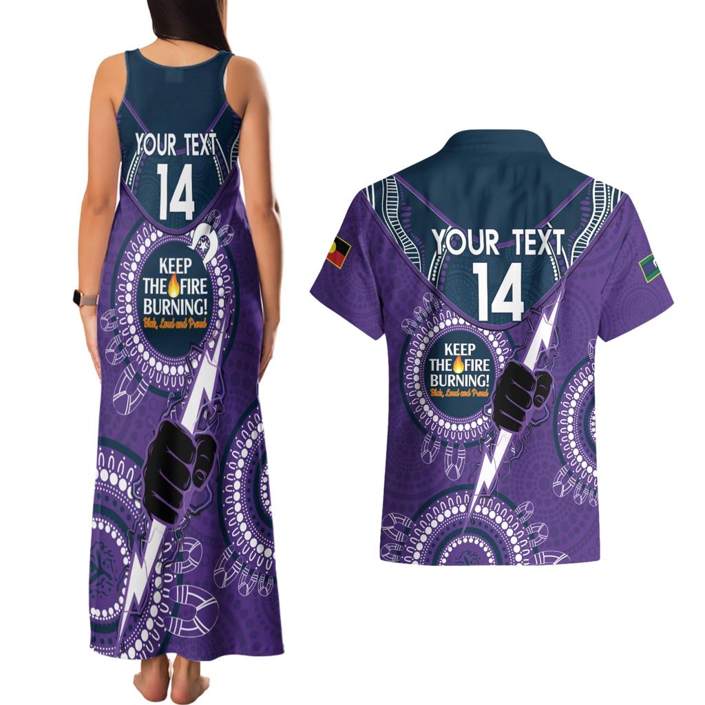 Custom NRL Storm NAIDOC Week Couples Matching Tank Maxi Dress and Hawaiian Shirt Keep The Fire Burning Indigenous Art