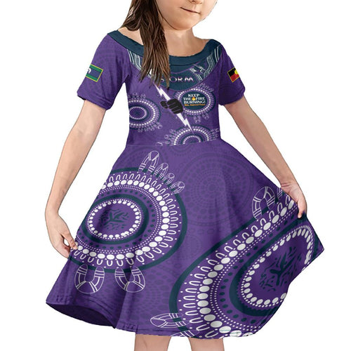 Custom NRL Storm NAIDOC Week Family Matching Long Sleeve Bodycon Dress and Hawaiian Shirt Keep The Fire Burning Indigenous Art