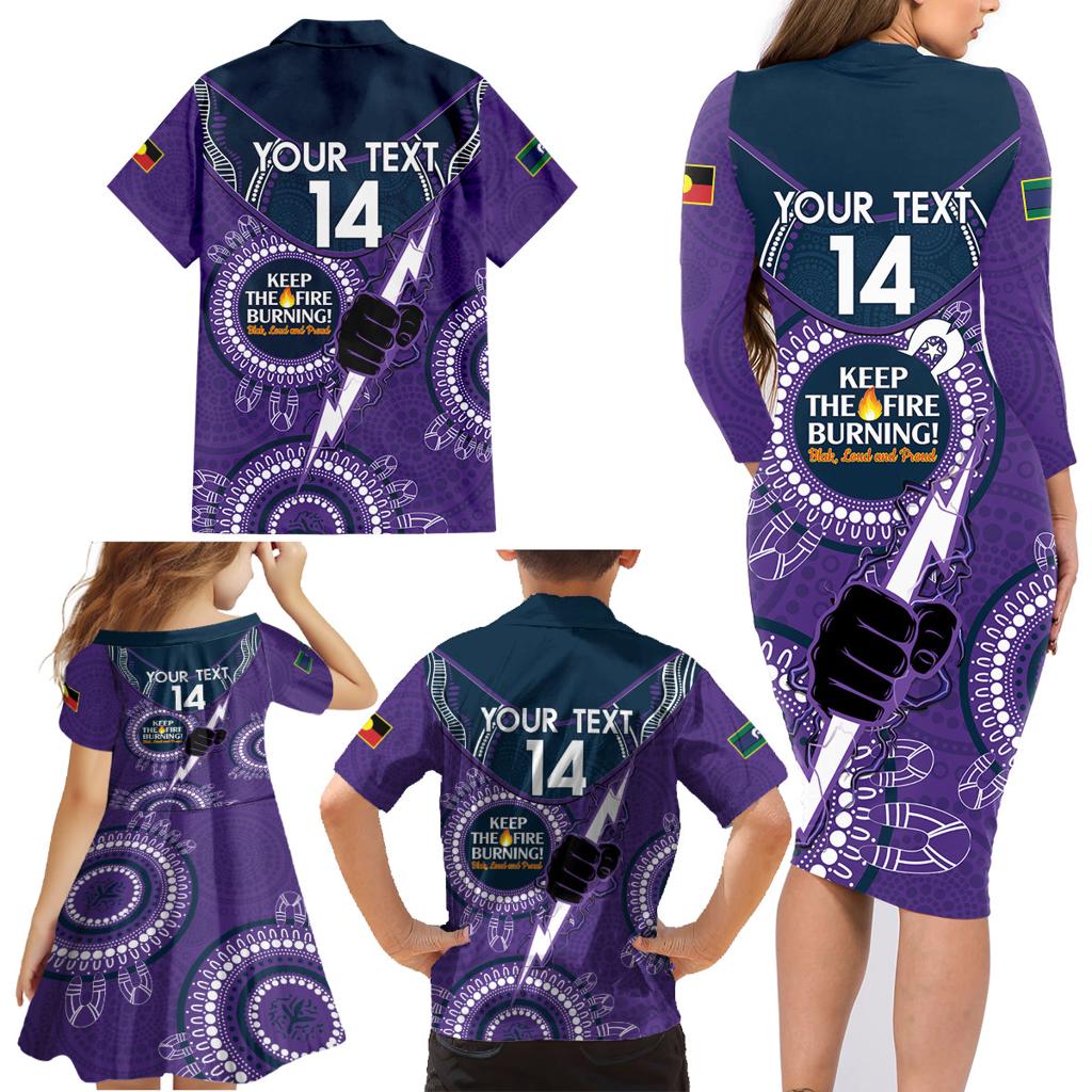 Custom NRL Storm NAIDOC Week Family Matching Long Sleeve Bodycon Dress and Hawaiian Shirt Keep The Fire Burning Indigenous Art